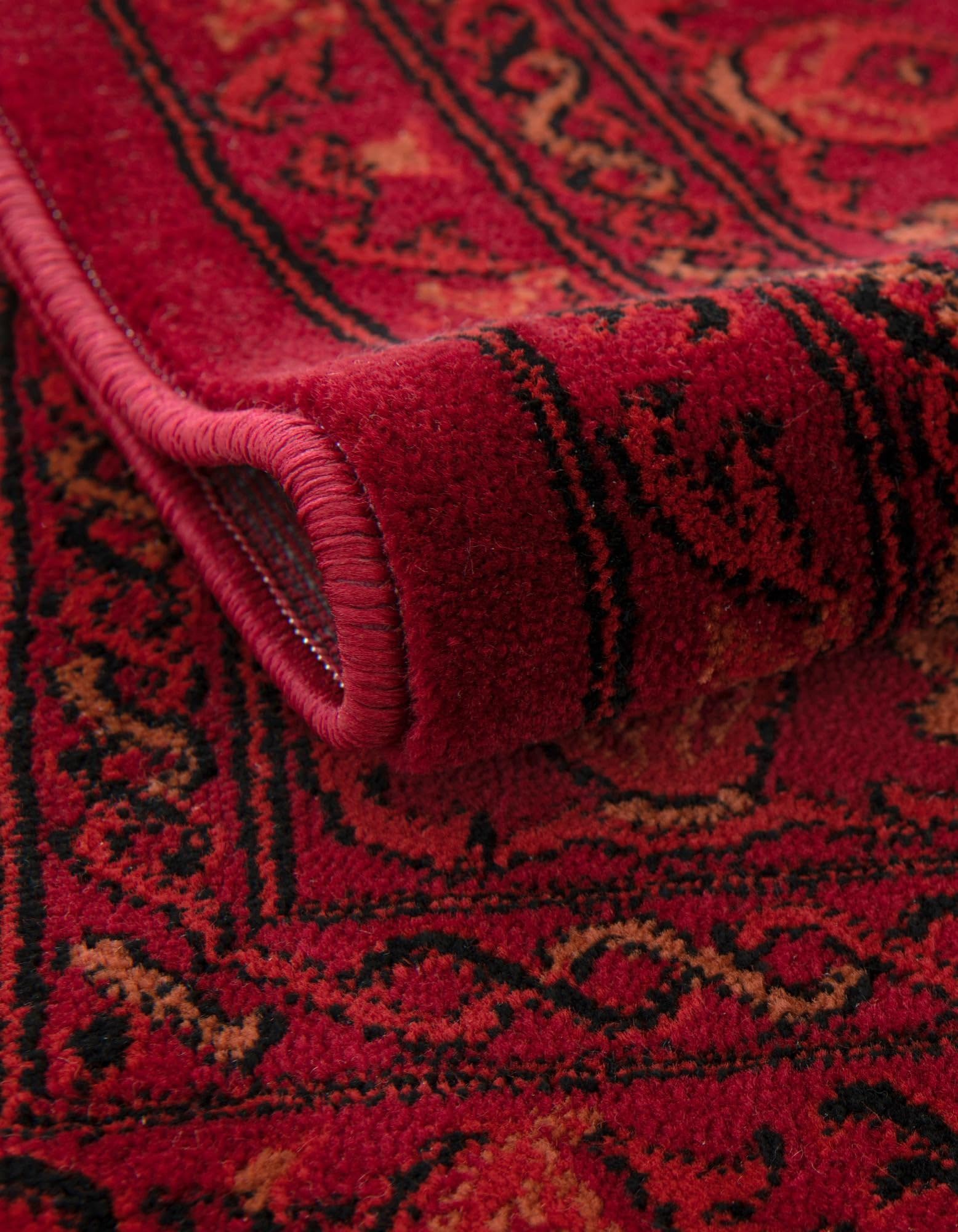 Rugs.com Bokhara Collection Rug – 5 Ft Square Red Medium-Pile Rug Perfect for Living Rooms, Kitchens, Entryways - Image 3