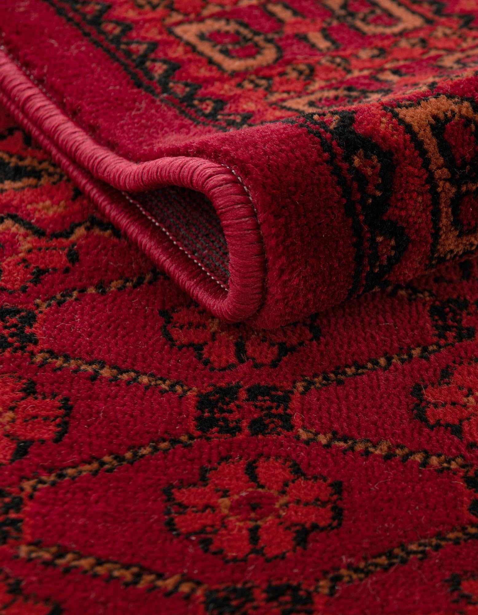 Rugs.com Bokhara Collection Rug – 5 Ft Square Red Medium-Pile Rug Perfect for Living Rooms, Kitchens, Entryways - Image 4