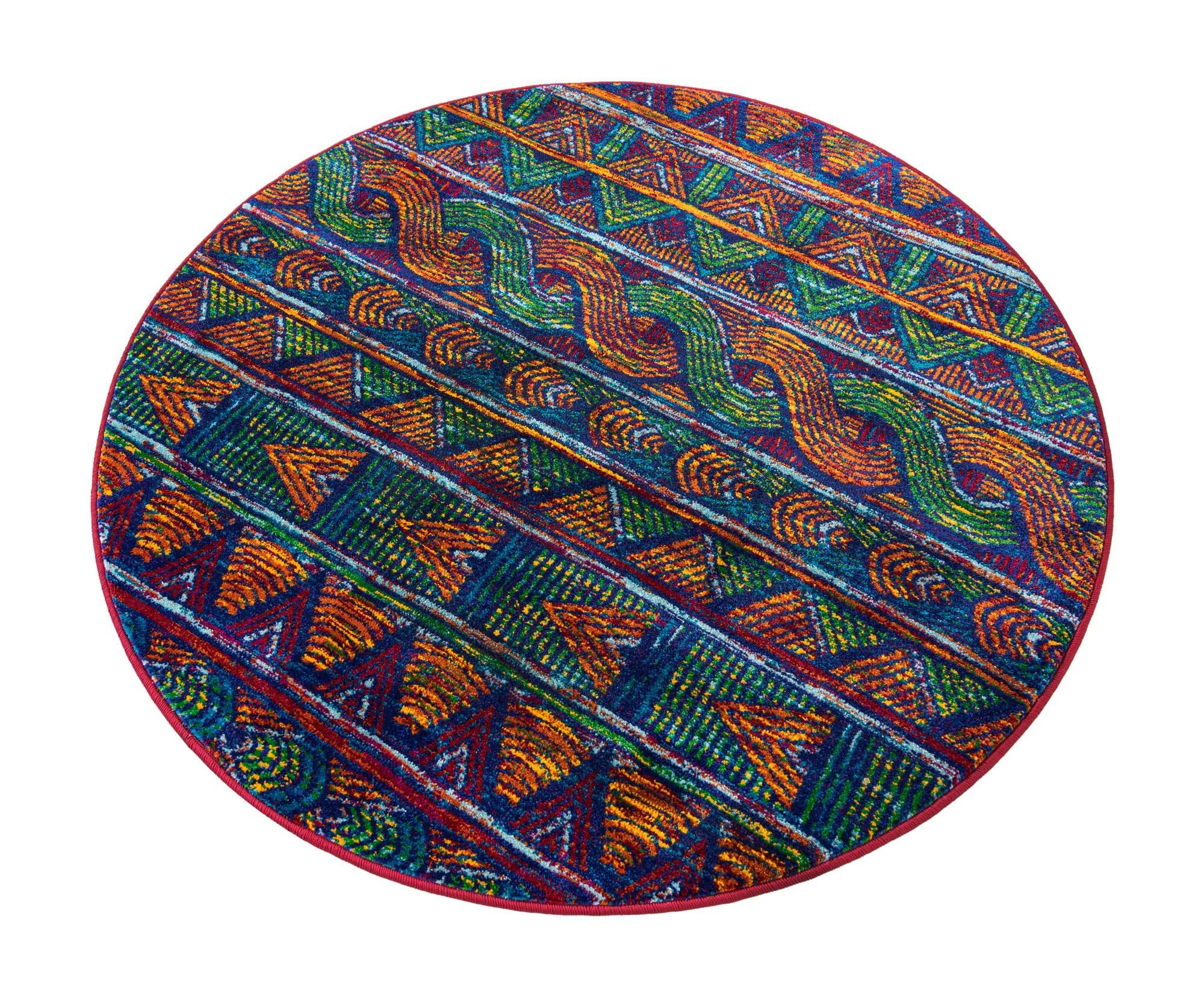 Rugs.com Calypso Collection Rug – 4 Ft Round Multi Medium-Pile Rug Perfect for Kitchens, Dining Rooms - Image 3