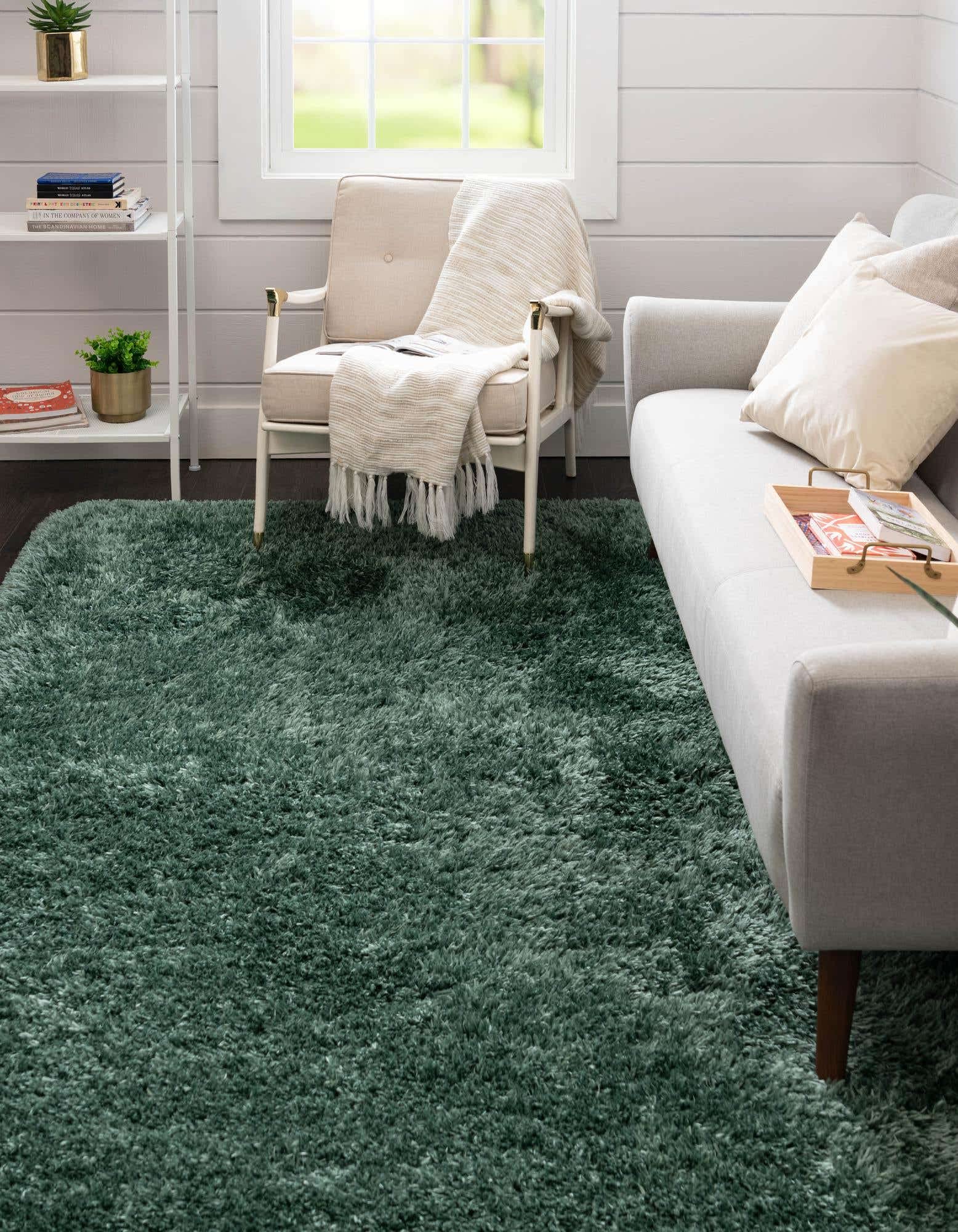 Rugs.com Infinity Collection Solid Shag Area Rug 10' x 13' Forest Green Shag Rug Perfect for Living Rooms, Large Dining Rooms, Open Floorplans - Image 4