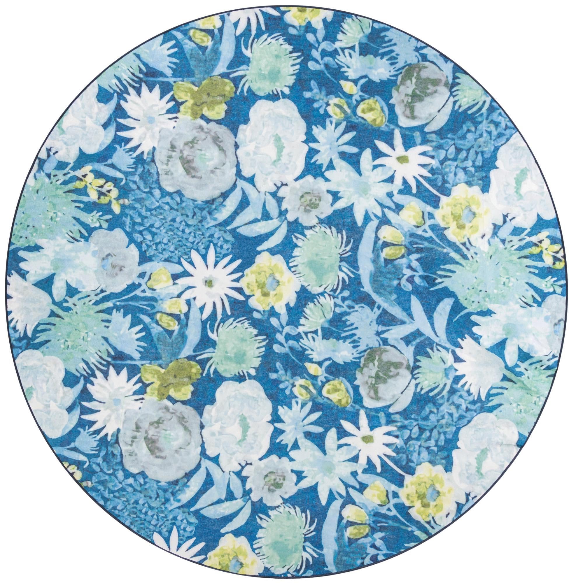 Rugs.com Jill Zarin Caribbean Indoor/Outdoor Collection Rug – 10 Ft Round Navy Blue Flatweave-Pile Rug Perfect for Kitchens, Dining Rooms - Image 4