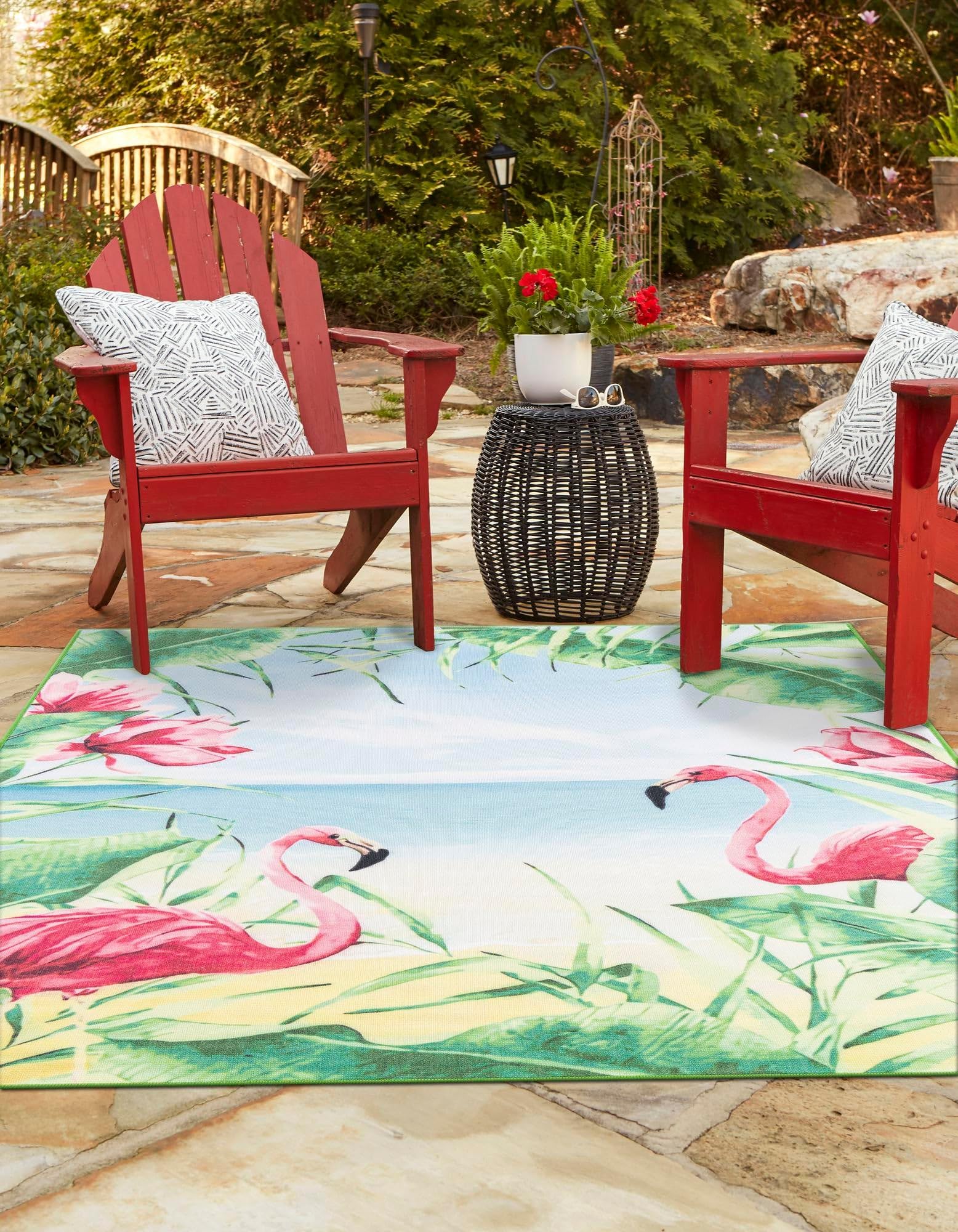 Rugs.com Jill Zarin Caribbean Indoor/Outdoor Collection Rug – 4x6 Blue and Green Flatweave-Pile Rug Perfect for Entryways, Kitchens, Breakfast Nooks, Accent Pieces - Image 6
