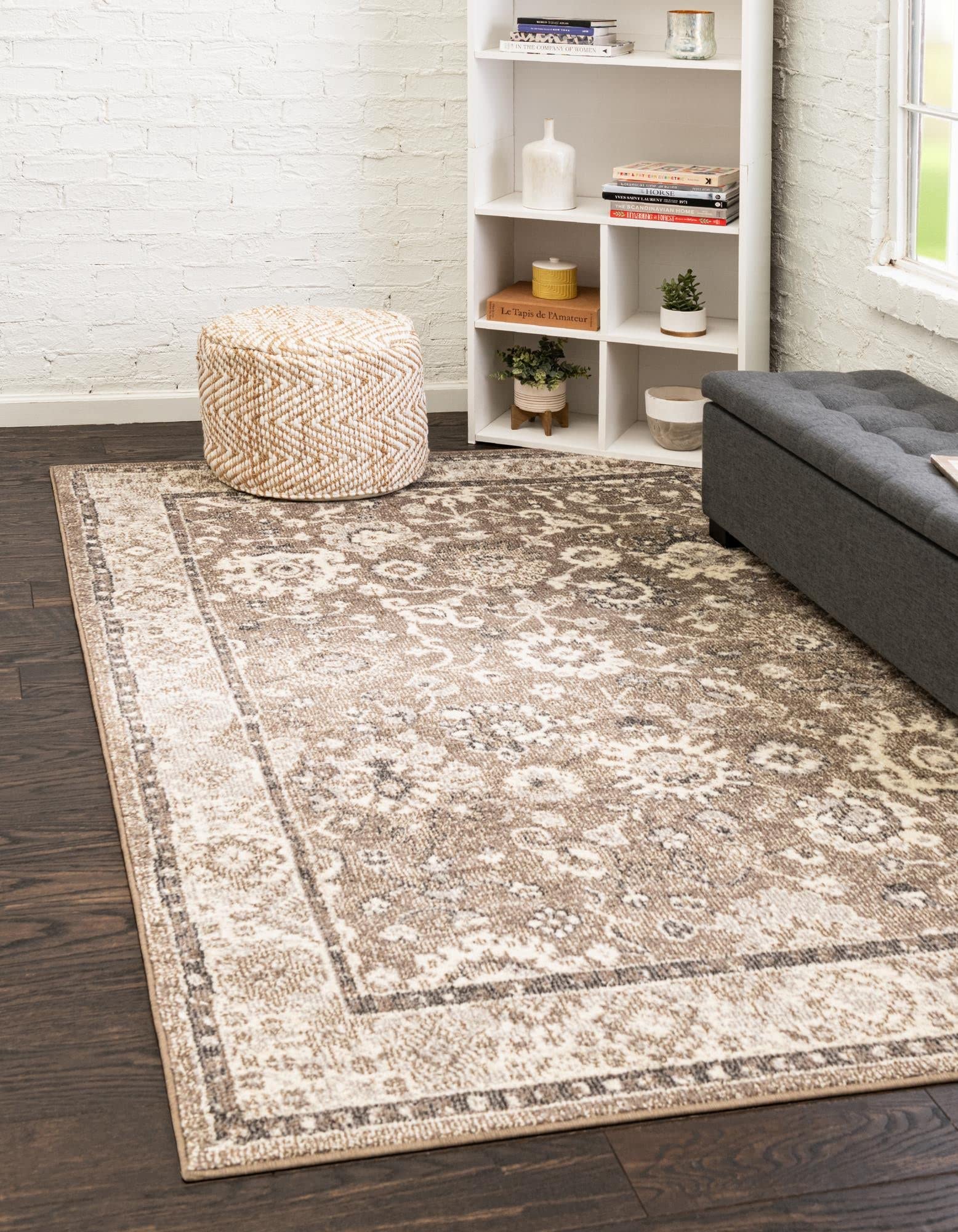 Rugs.com Madeline Collection Rug – 5' x 8' Beige Brown Medium Rug Perfect for Bedrooms, Dining Rooms, Living Rooms - Image 3