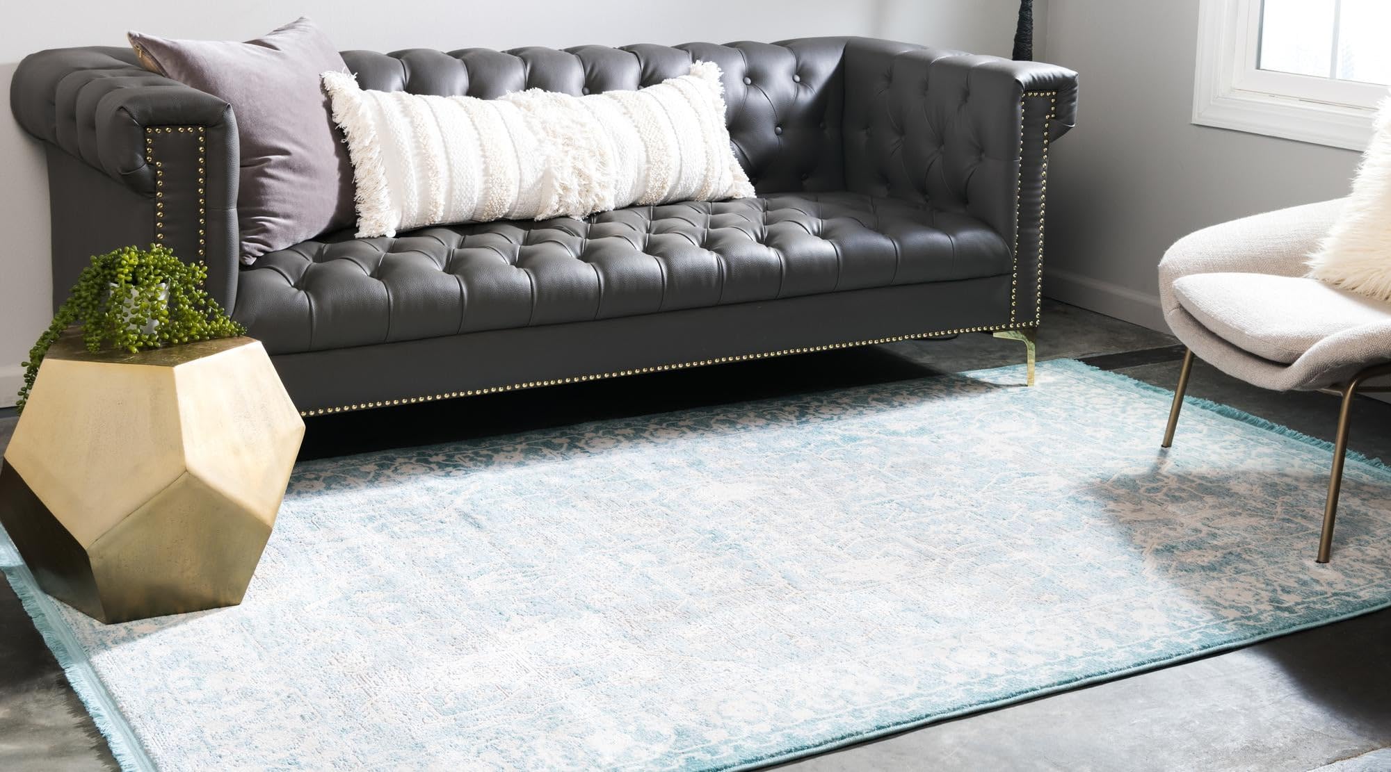 Rugs.com Modern Classical Collection Rug – 3x5 Light Blue Medium-Pile Rug Perfect for Entryways, Kitchens, Breakfast Nooks, Accent Pieces - Image 3