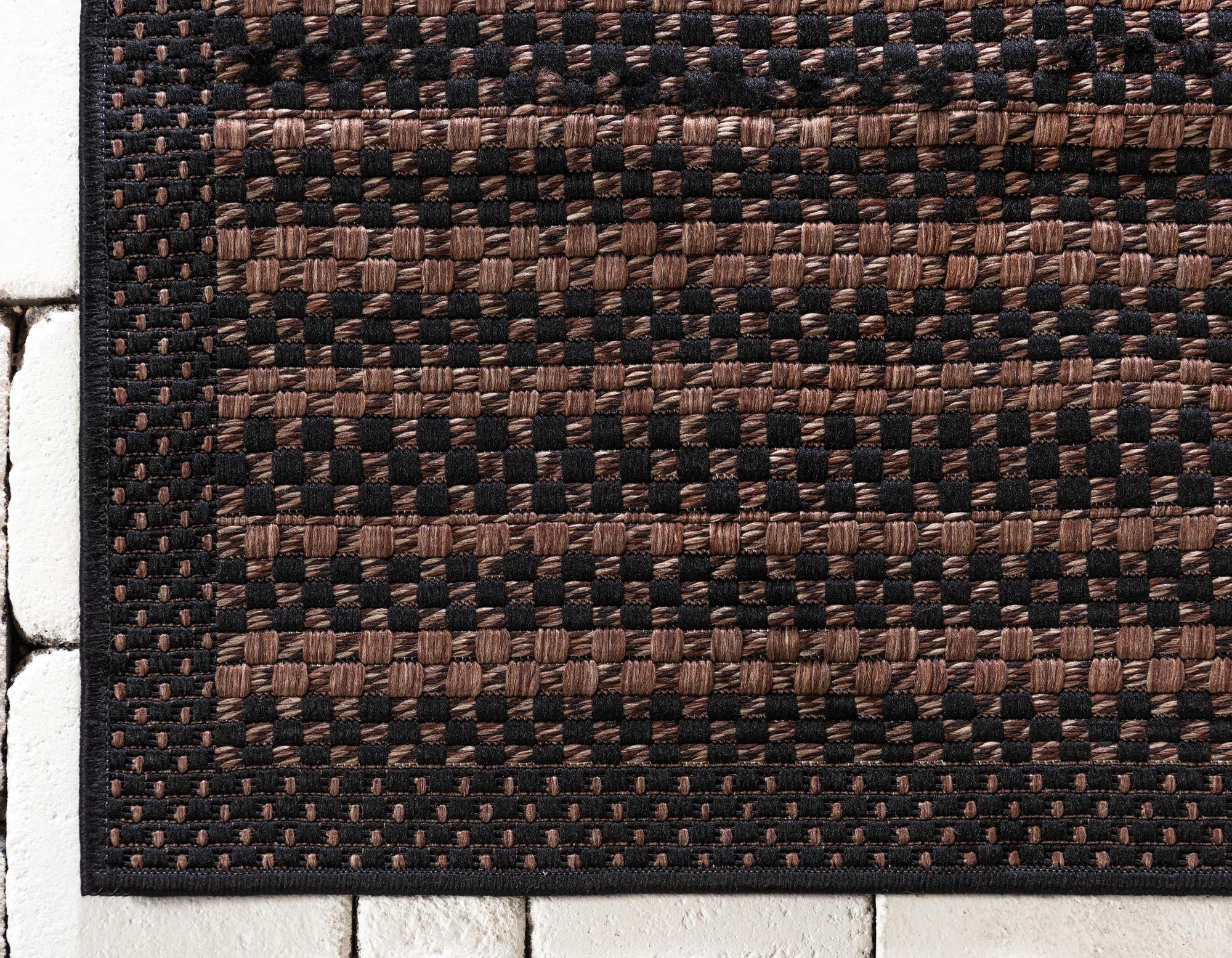 Rugs.com Outdoor Border Collection Rug – 7' x 10' Brown Flatweave Rug Perfect for Bedrooms, Dining Rooms, Living Rooms - Image 10