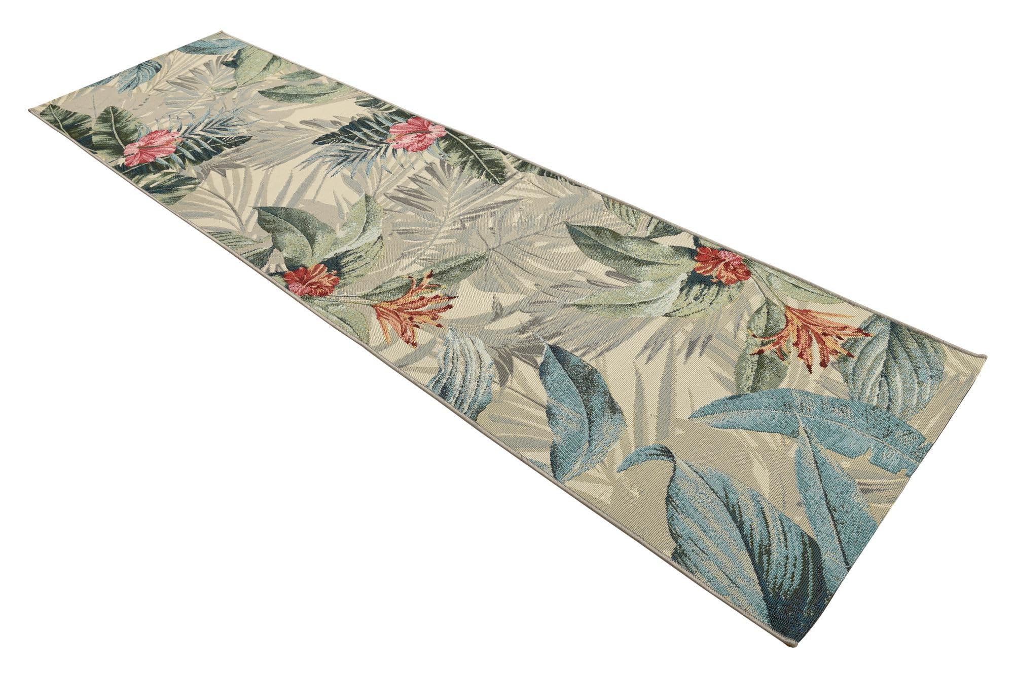 Rugs.com Outdoor Botanical Collection Rug – 10 Ft Runner Multi Flatweave-Pile Rug Perfect for Hallways, Entryways - Image 9