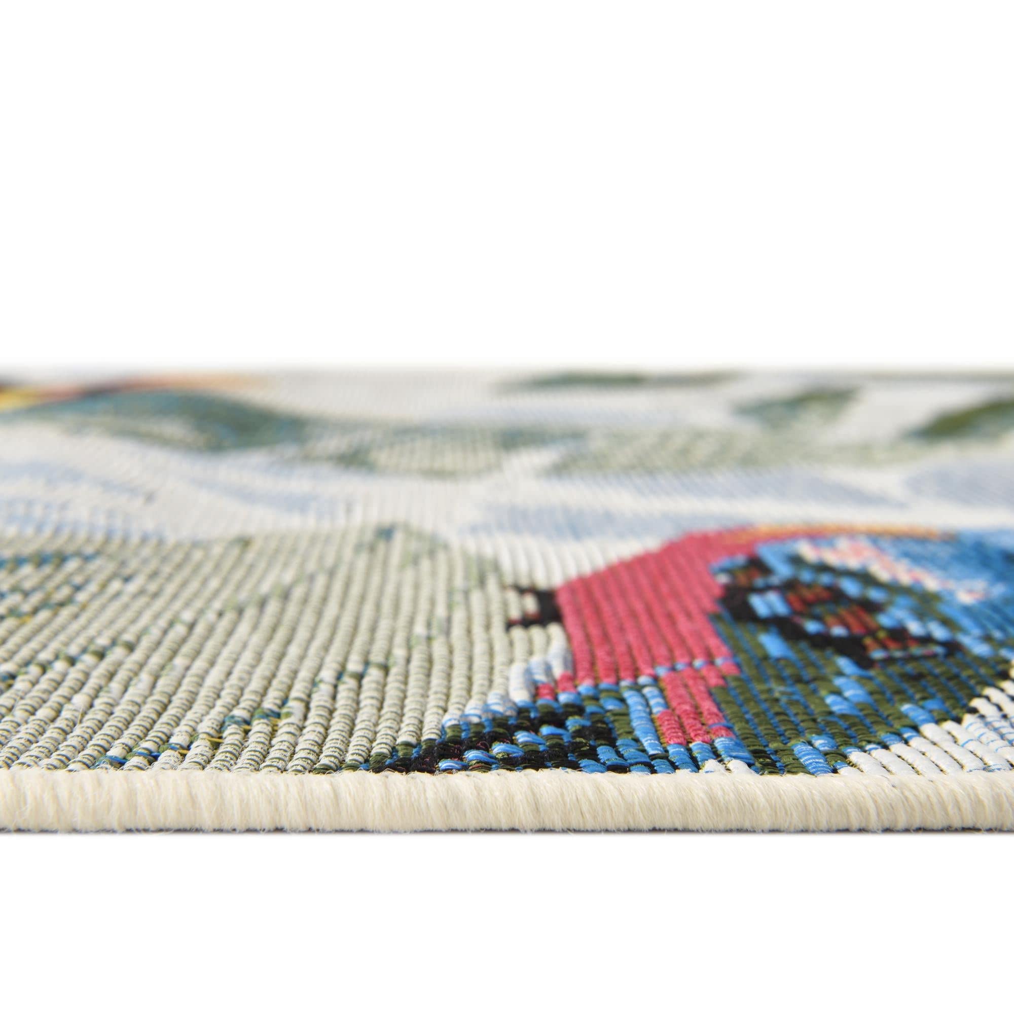 Rugs.com Outdoor Botanical Collection Rug – 10 Ft Square Multi Flatweave-Pile Rug Perfect for Living Rooms, Kitchens, Entryways - Image 5