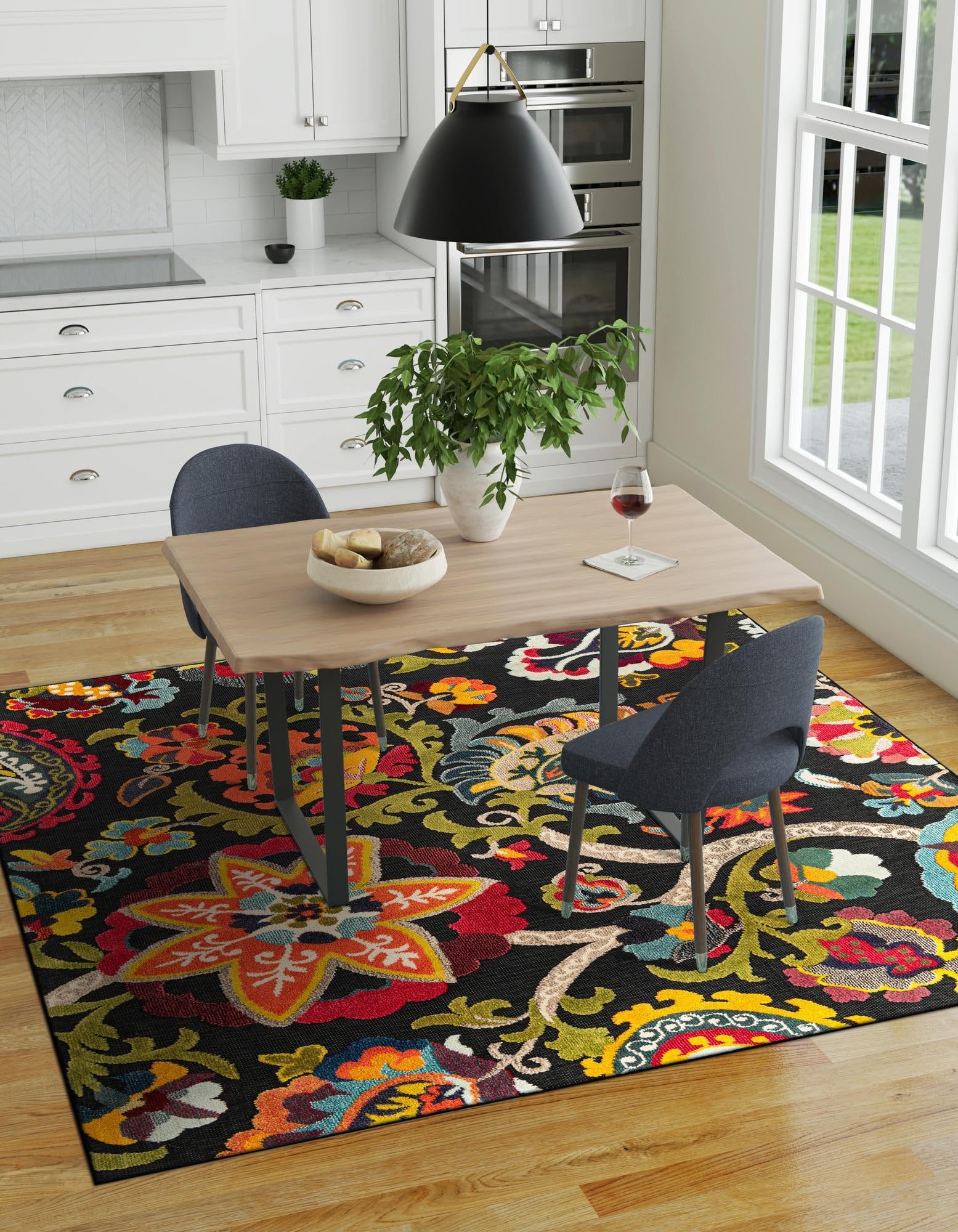 Rugs.com Outdoor Casablanca Collection Rug – 10 Ft Square Multi Black Low-Pile Rug Perfect for Living Rooms, Kitchens, Entryways - Image 5