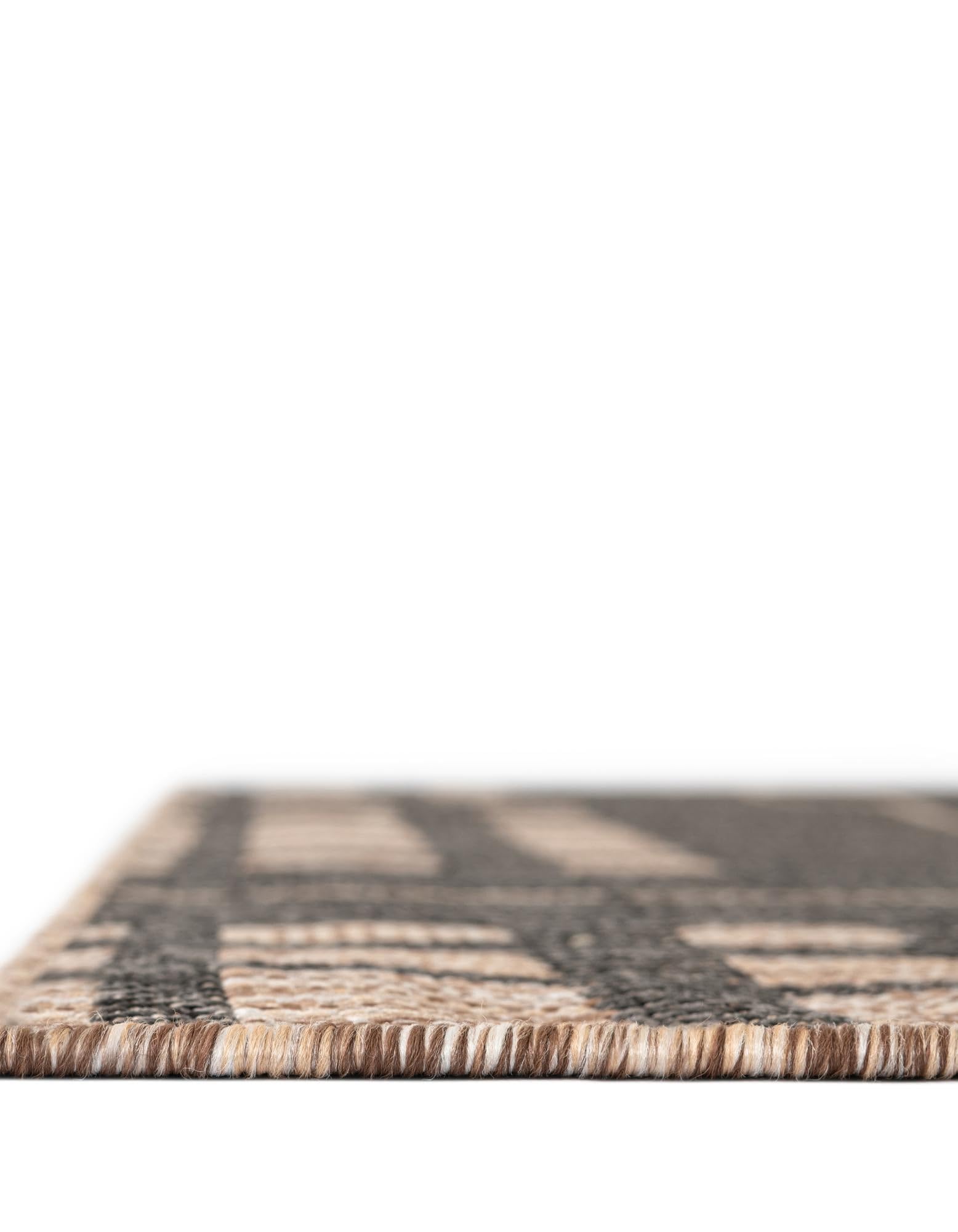 Rugs.com Outdoor Checkered Collection Rug – 10 Ft Square Black and Brown Flatweave-Pile Rug Perfect for Living Rooms, Kitchens, Entryways - Image 9