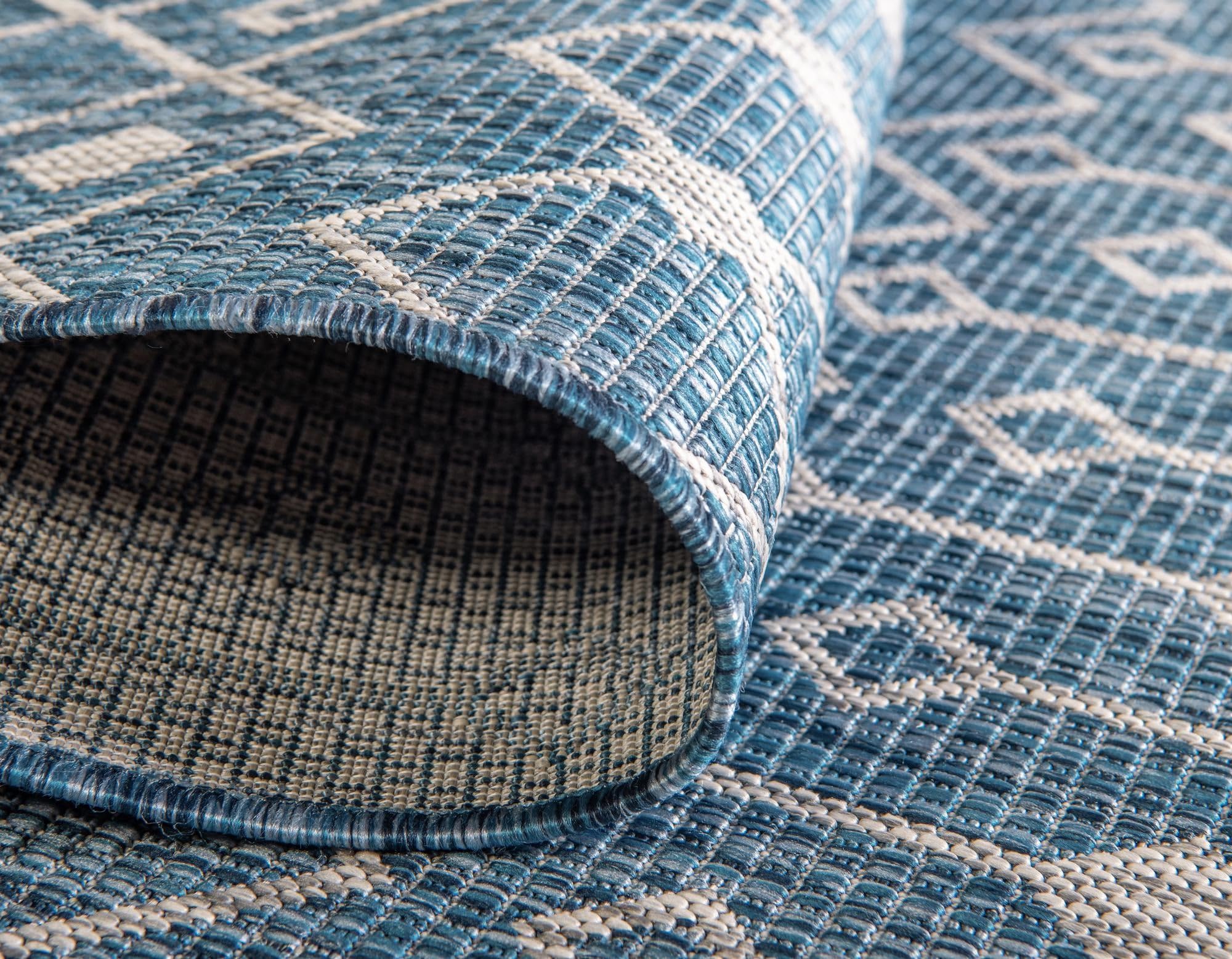 Rugs.com Outdoor Lattice Collection Rug – 4x6 Blue Flatweave-Pile Rug Perfect for Entryways, Kitchens, Breakfast Nooks, Accent Pieces - Image 5
