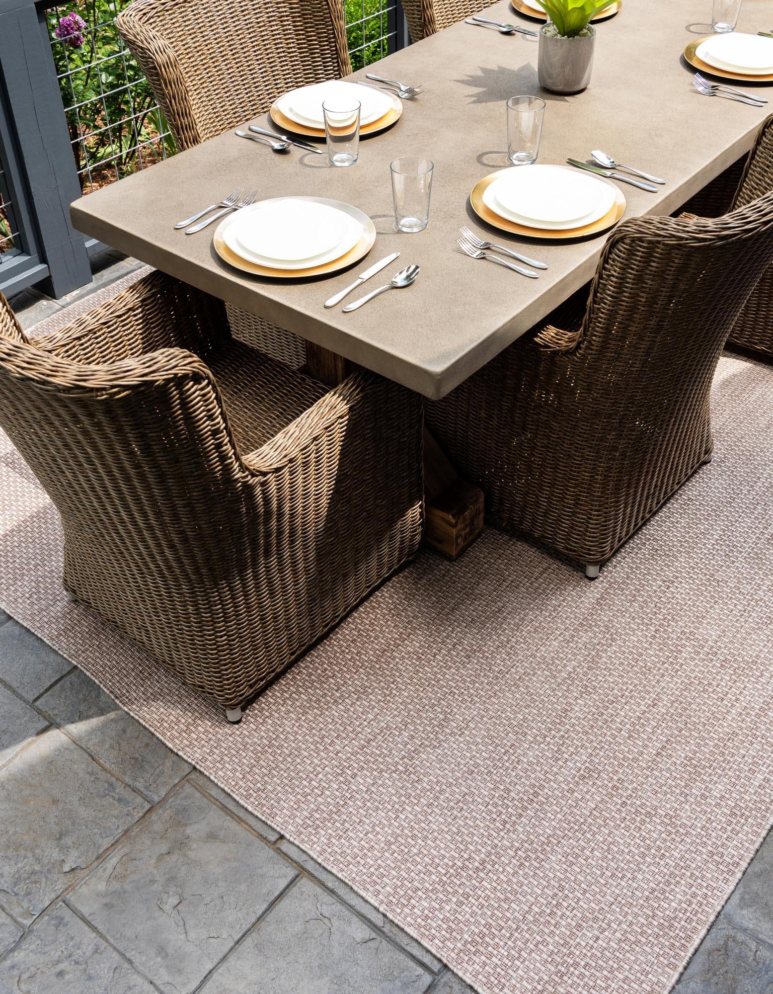 Rugs.com Outdoor Solid Collection Rug – 4x6 Beige Flatweave-Pile Rug Perfect for Entryways, Kitchens, Breakfast Nooks, Accent Pieces - Image 6
