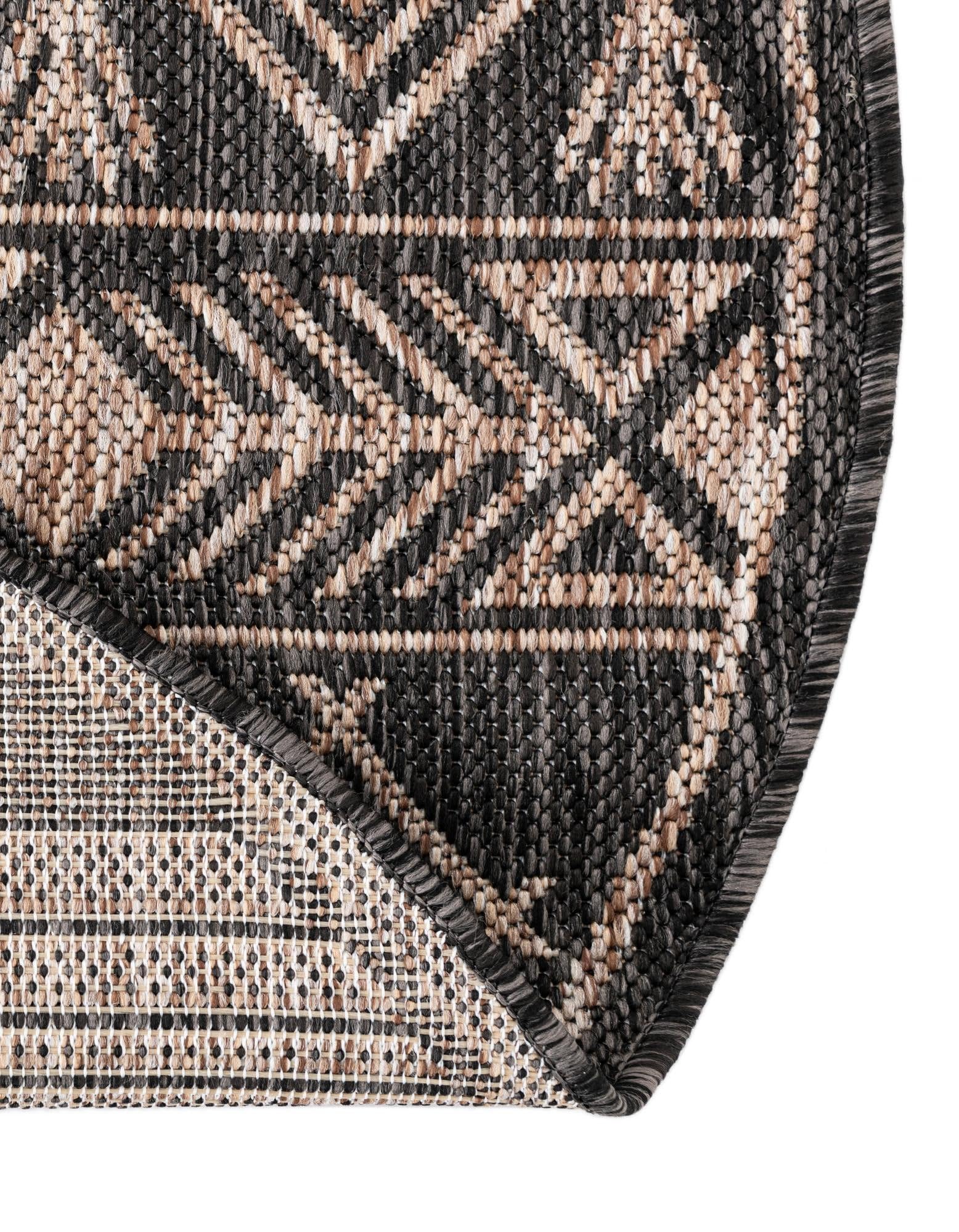 Rugs.com Outdoor Southwestern Collection Rug – 10 Ft Round Black Flatweave-Pile Rug Perfect for Kitchens, Dining Rooms - Image 8