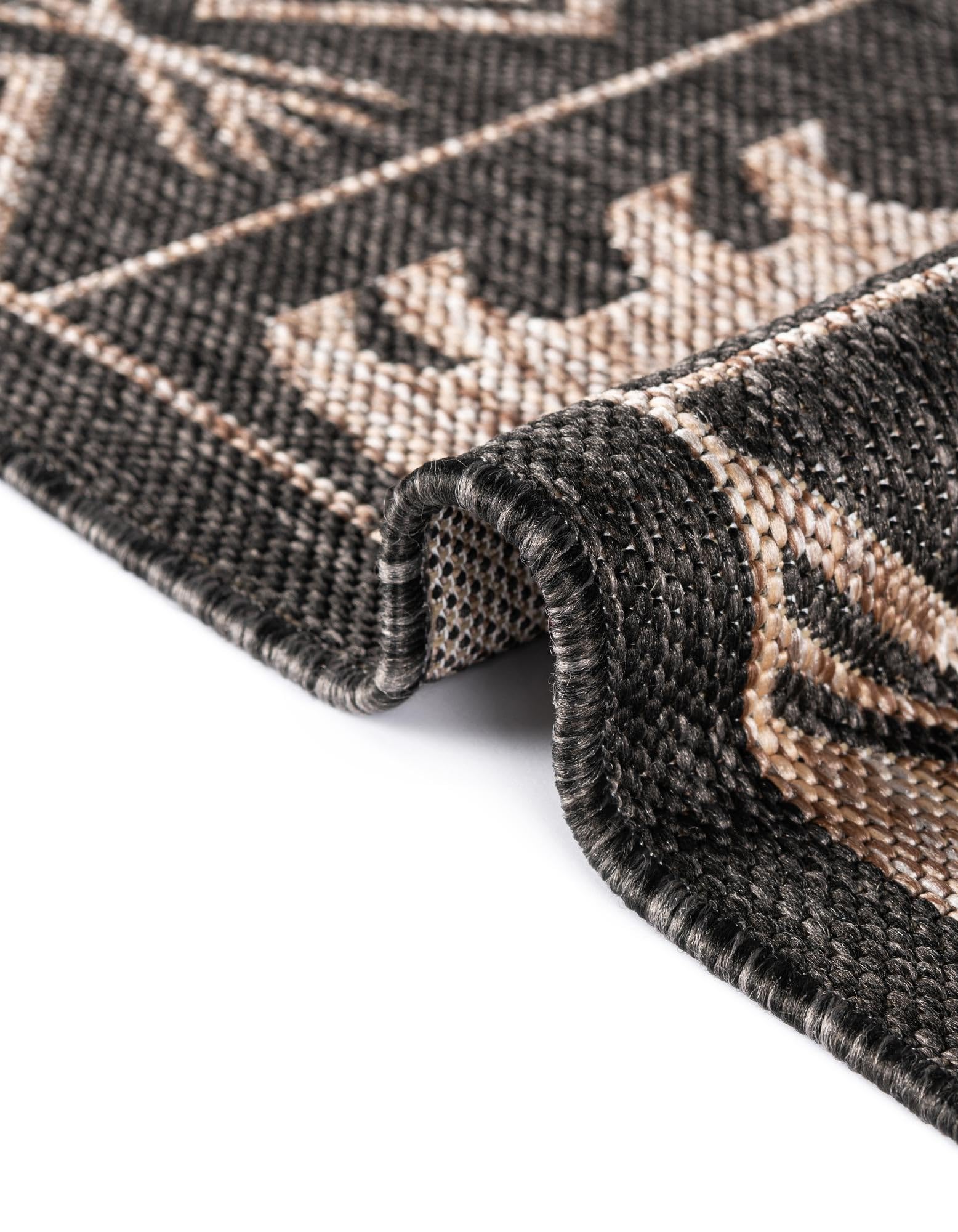 Rugs.com Outdoor Southwestern Collection Rug – 10 Ft Round Black Flatweave-Pile Rug Perfect for Kitchens, Dining Rooms - Image 9