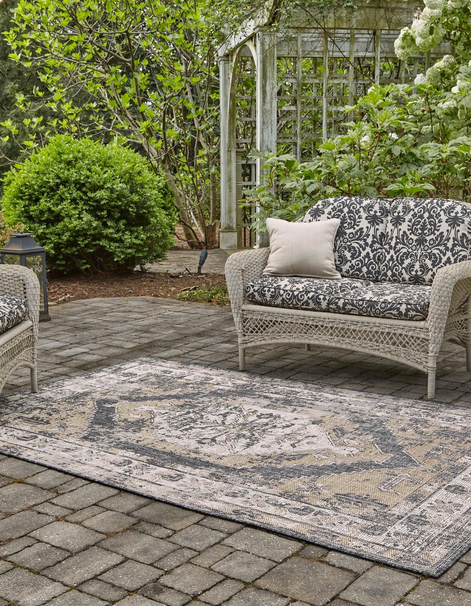 Rugs.com Outdoor Traditional Collection Rug – 5x8 Charcoal Flatweave-Pile Rug Perfect for Bedrooms, Dining Rooms, Living Rooms - Image 4