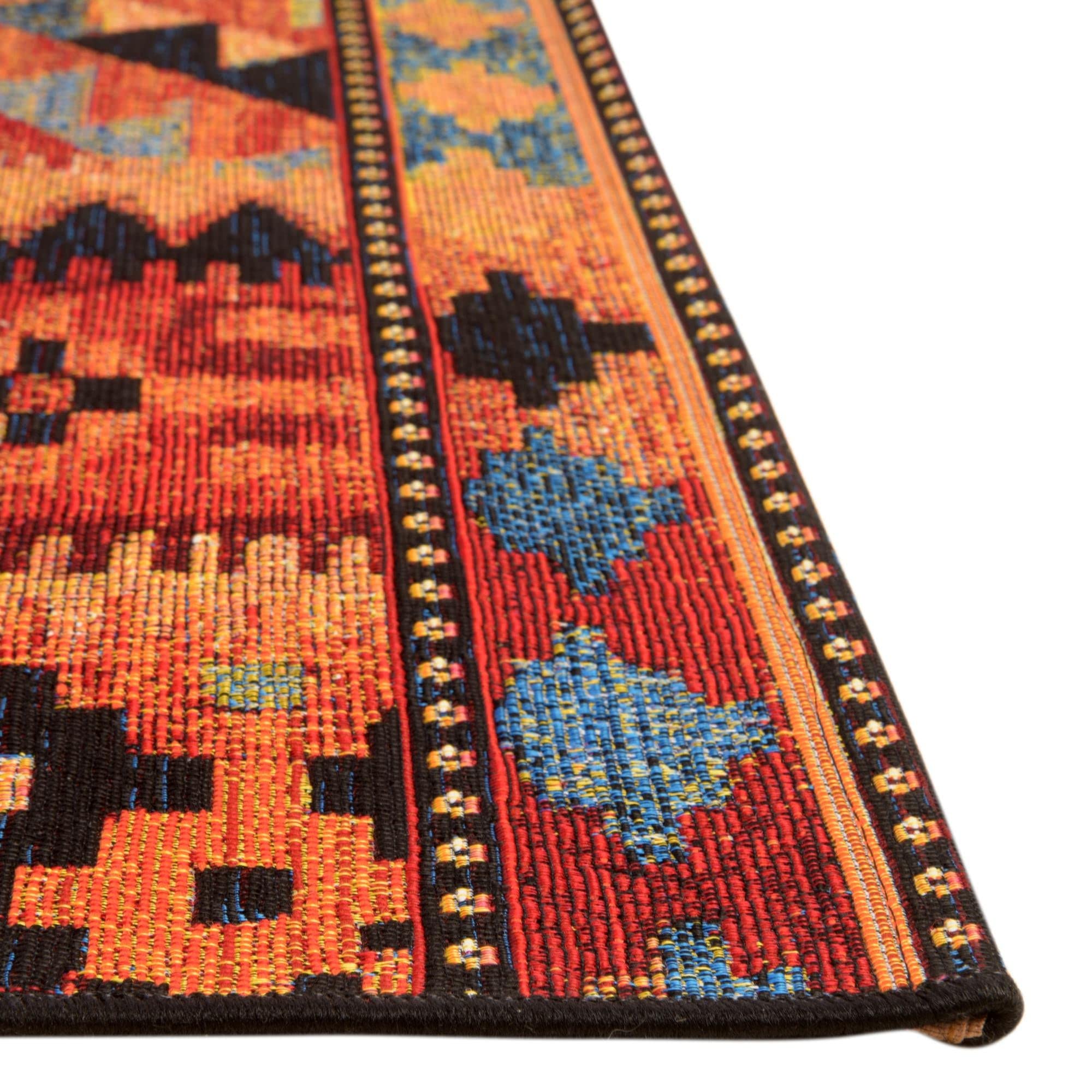 Rugs.com Outdoor Tribal Collection Rug – 10 Ft Runner Multi Flatweave-Pile Rug Perfect for Hallways, Entryways - Image 5