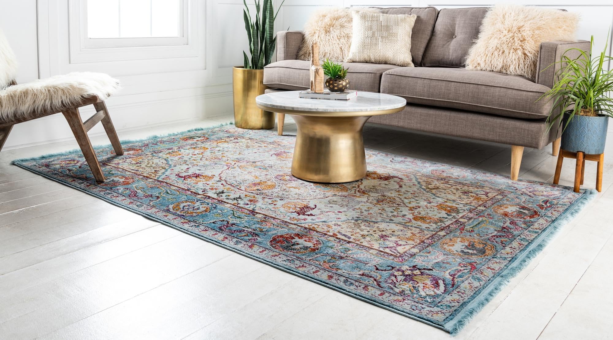 Rugs.com Santiago Collection Rug – 10x13 Light Blue Medium-Pile Rug Perfect for Living Rooms, Large Dining Rooms, Open Floorplans - Image 3