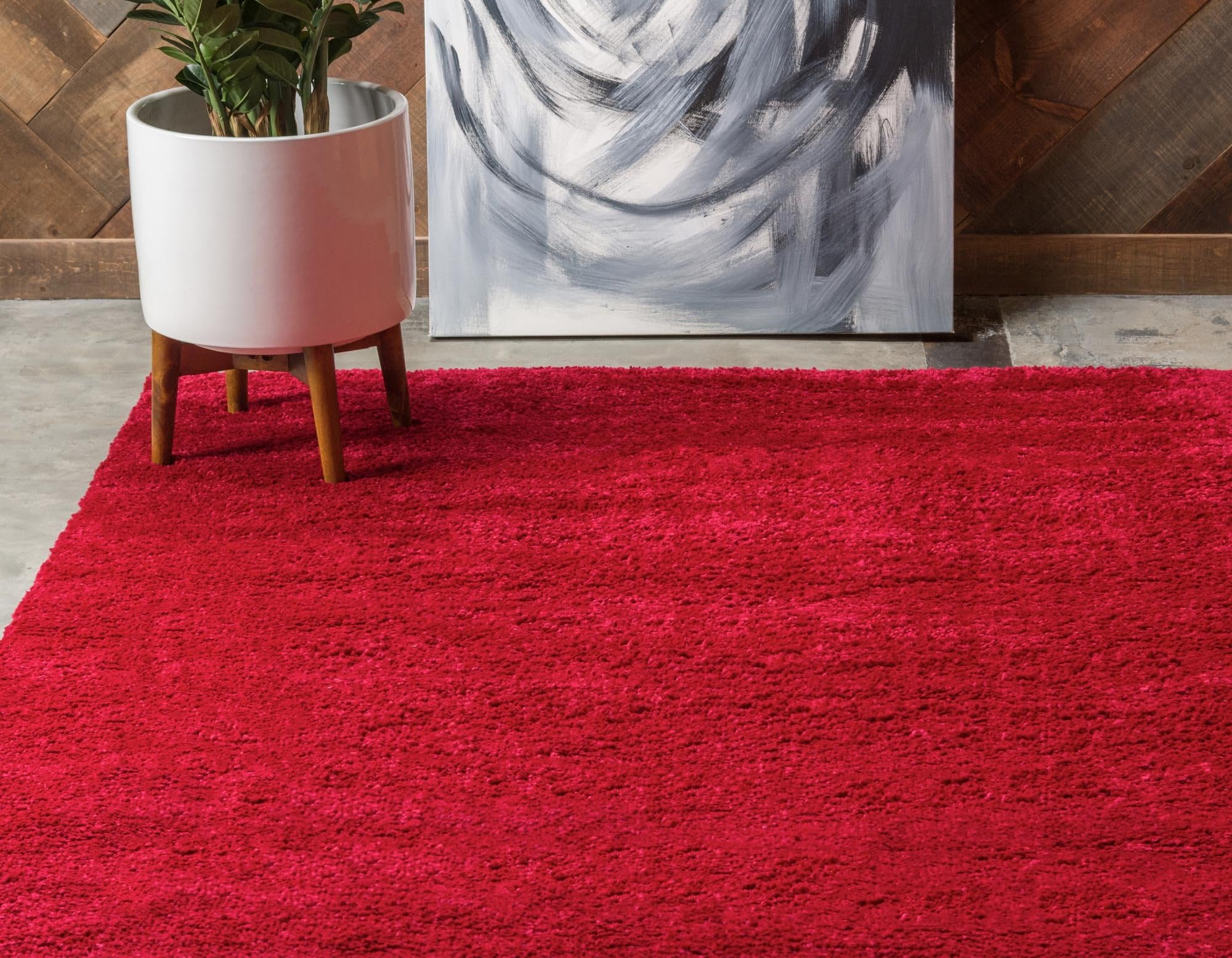 Rugs.com Solid Frieze Collection Rug – 3x5 Red Shag Rug Perfect for Entryways, Kitchens, Breakfast Nooks, Accent Pieces - Image 3