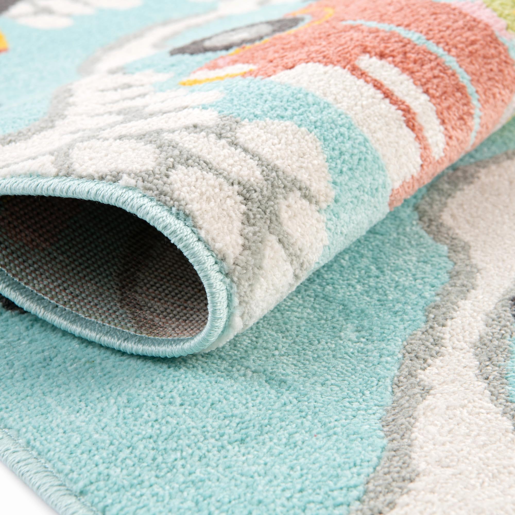 Rugs.com Whimsy Kids Collection Rug – 2x3 Teal Medium-Pile Rug Perfect for Entryways, Kitchens, Breakfast Nooks, Accent Pieces - Image 8